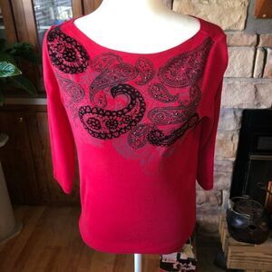 Kim Rogers 3/4 length sleeve paisley top